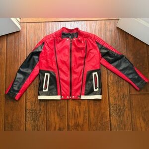Red and Black Biker-Style Jacket